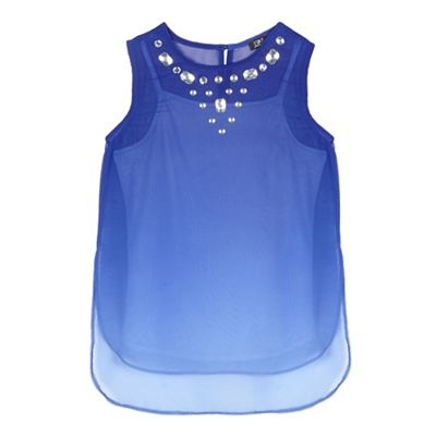Star by Julien Macdonald Girls' blue gem embellished top